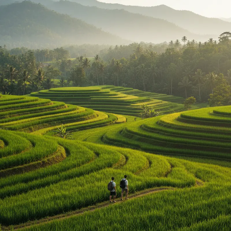 Lush green Indonesian landscape ideal for weekend teacher travel