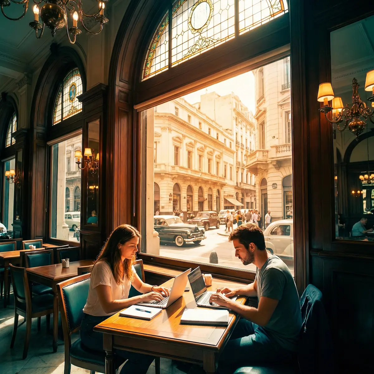 TEFL interns in Argentina preparing lessons during a myTEFL teaching internship