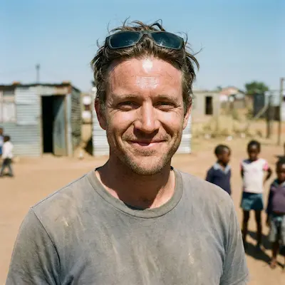 David from USA volunteering in a South African township school
