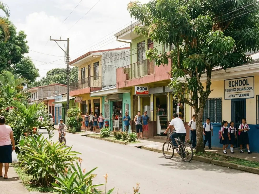 Small Costa Rican town street view
