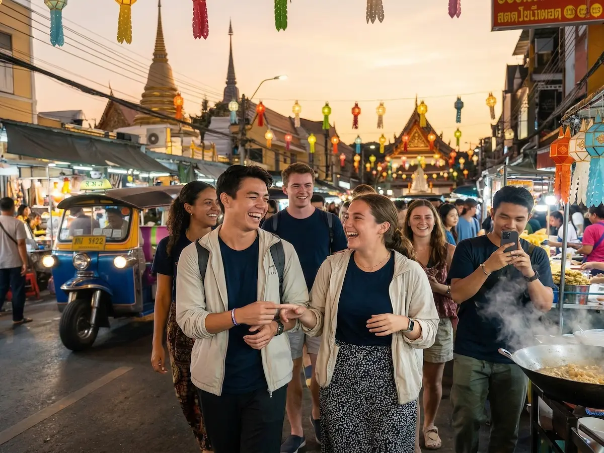 Thailand TEFL Internship Group at Night Market